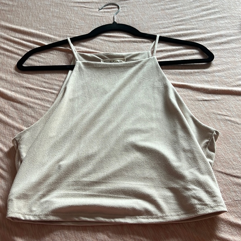 Peach Love Cream Suede Like Crop Top PC